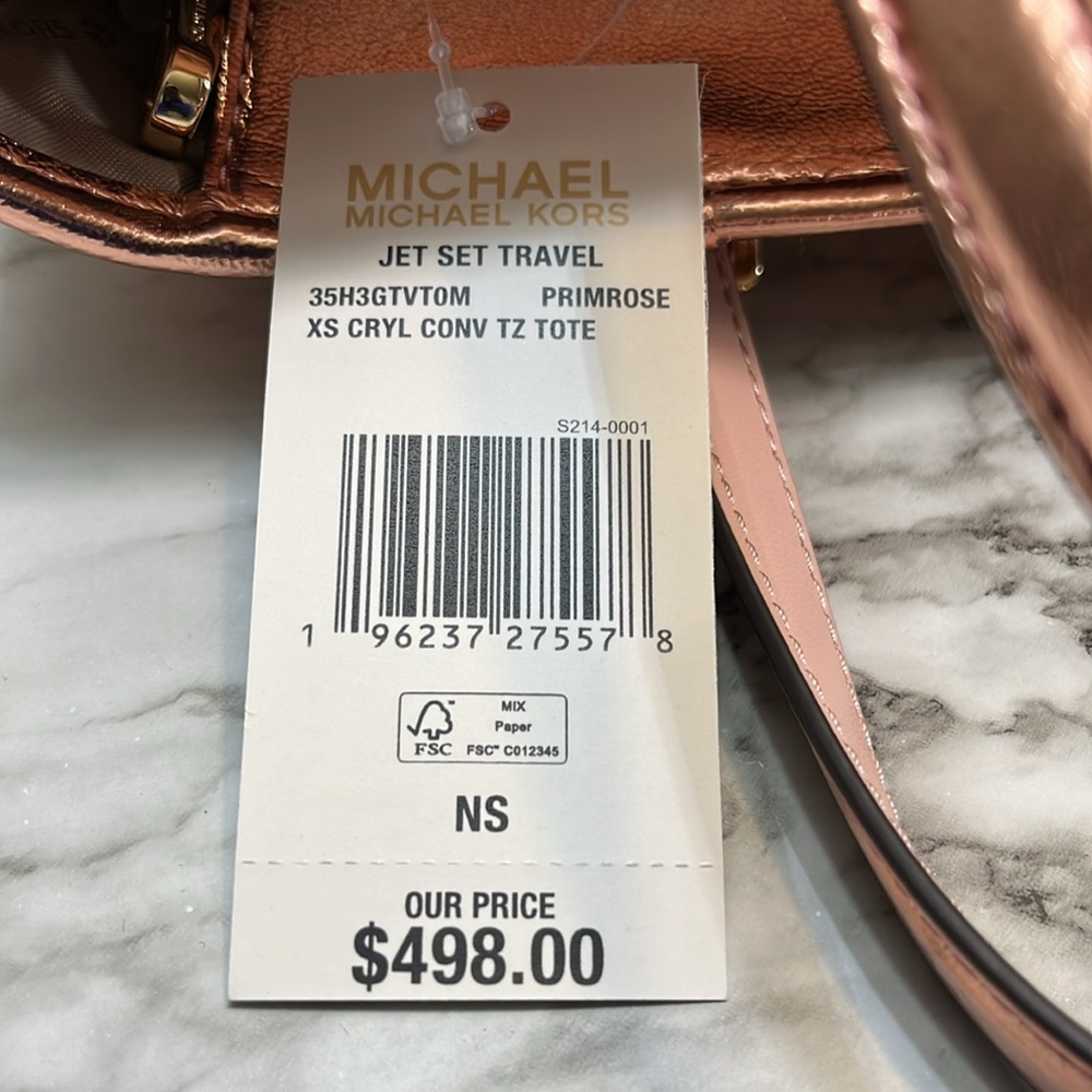Michael Kors Jet Set Travel Extra-Small Metallic Top-Zip Tote Bag NWT - Picture 10 of 16